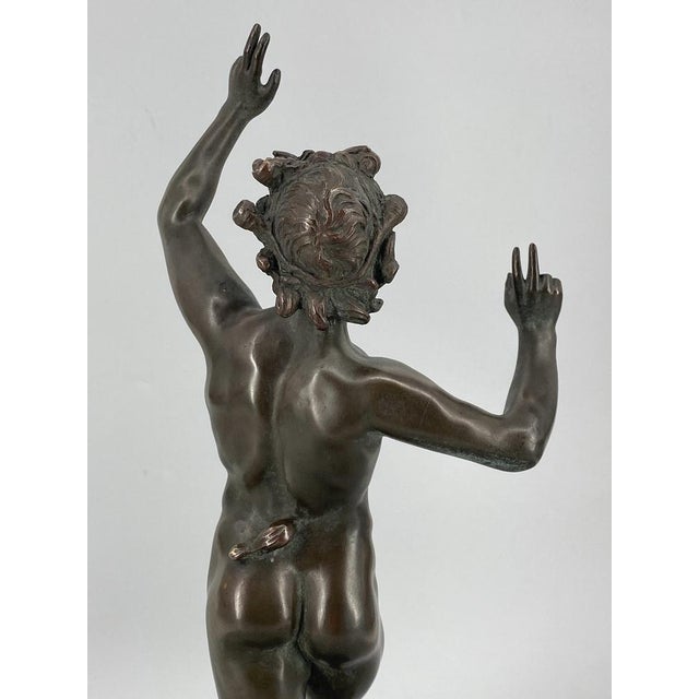 Fauno Danzante of Pompeii, Bronze on a Marble Base, Signed For Sale - Image 4 of 15