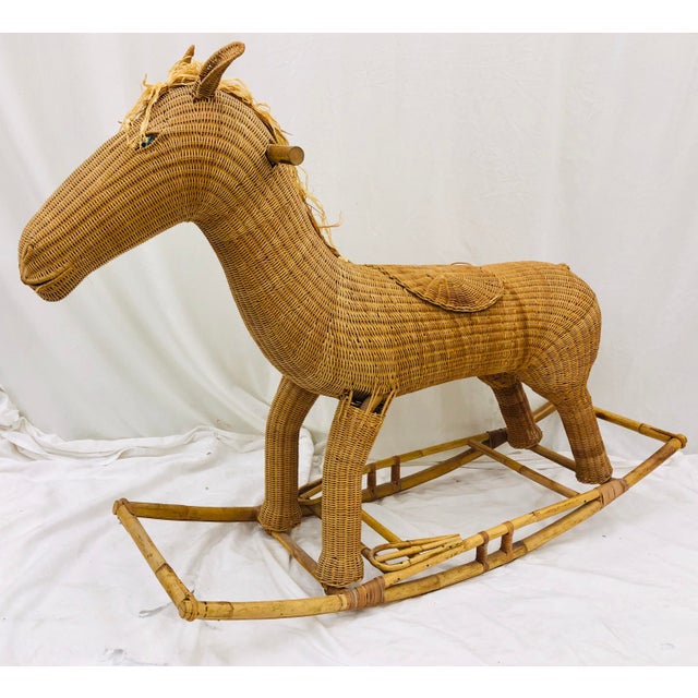Vintage Wicker & Rattan Rocking Horse Chairish