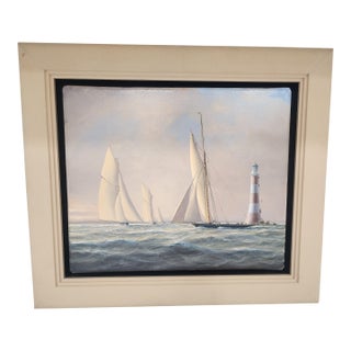 1990s Original Tim Thompson Maritime Painting Plymouth Hoe, Meadows Tower For Sale