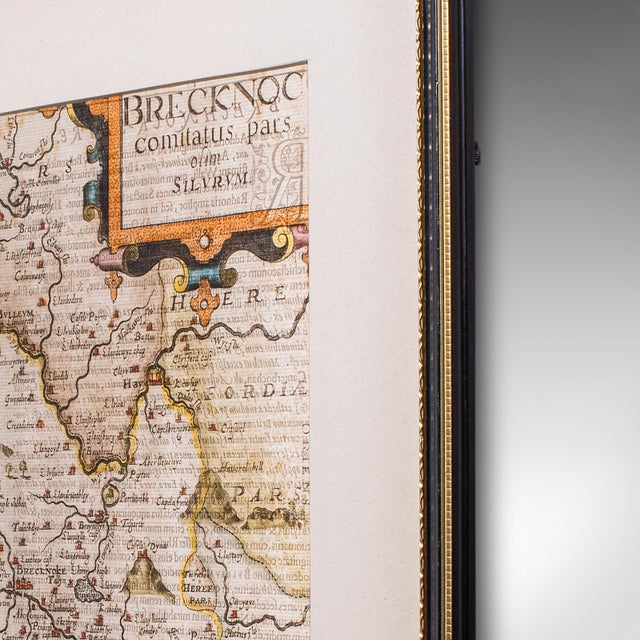 Antique Map, Brecknoc, Breconshire, English, Framed, Dual Sided, Jacobean, 1607 For Sale - Image 11 of 12