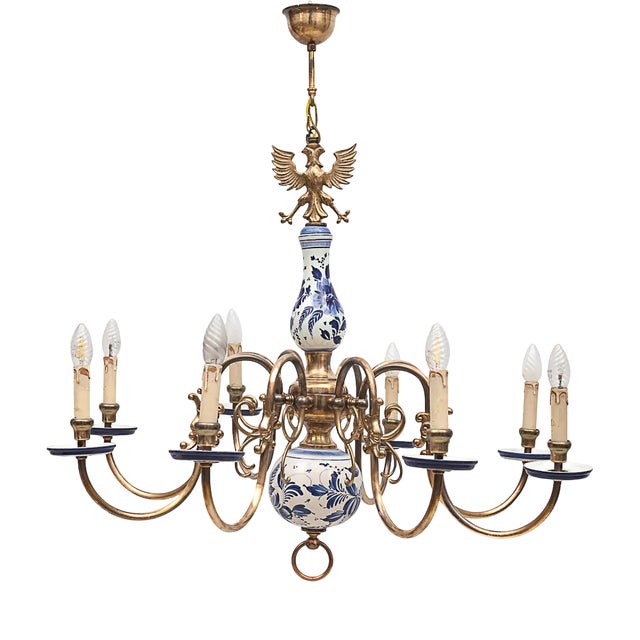 Dutch 8-Light Chandelier, 1940s For Sale