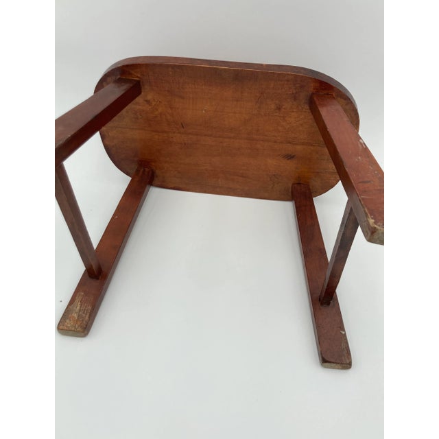 Vintage Farmhouse Style Solid Wood Foot Stool For Sale - Image 4 of 5