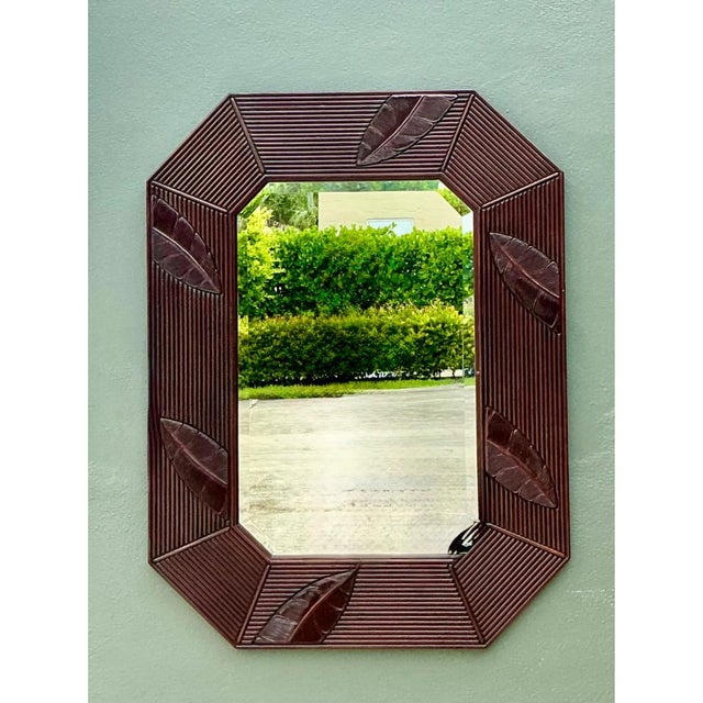 Vintage Octagonal Rattan Wall Mirror For Sale - Image 12 of 12