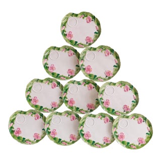 Palm Beach Grandmillenial Italian Hibiscus Mahjong Luncheon Plates S/10 For Sale