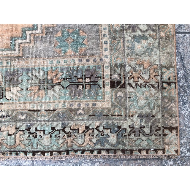 Turkish Tribal Floor Faded Oushak Rug - 3′8″ × 5′5″ For Sale - Image 10 of 11