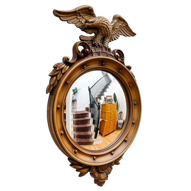 Syroco 1960s American Federal Convex Mirror, Bronze Finish For Sale - Image 4 of 6