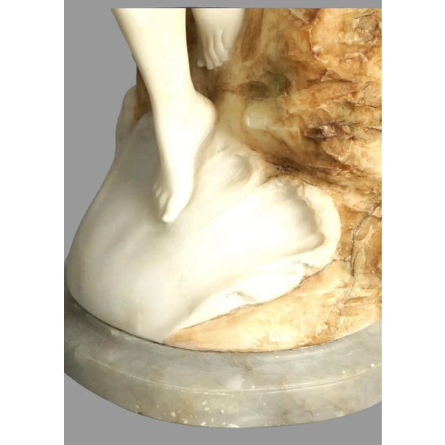 Alabaster Antique Art Nouveau Alabaster & Marble Sculpture Statue Nude Sea Nymph A. Del Perugia 1910 For Sale - Image 8 of 9