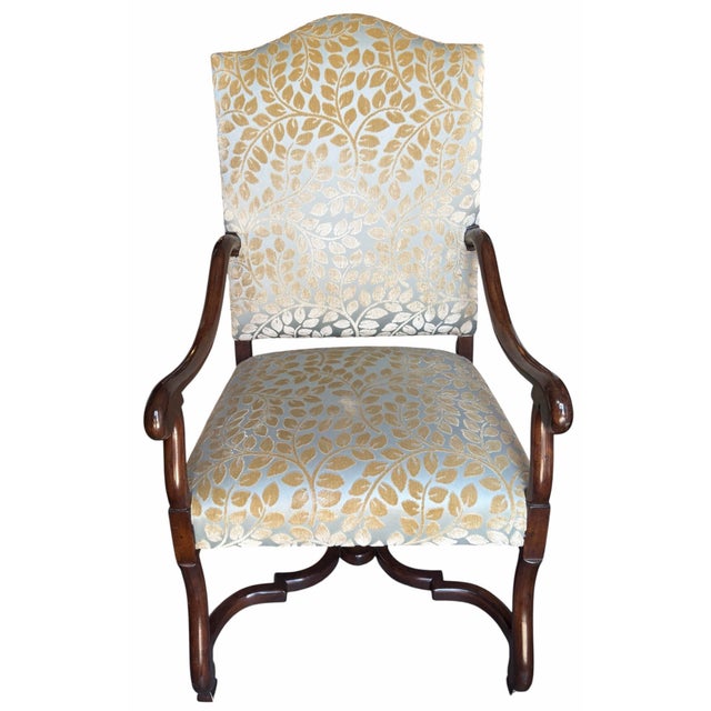 Pair of Michael Taylor Scalamandre Cut Velvet Upholstered Armchairs.