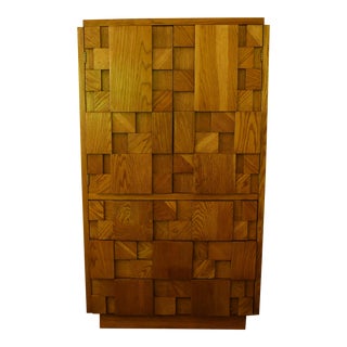 1990s Lane - Vintage Oak Brutalist Armoire For Sale