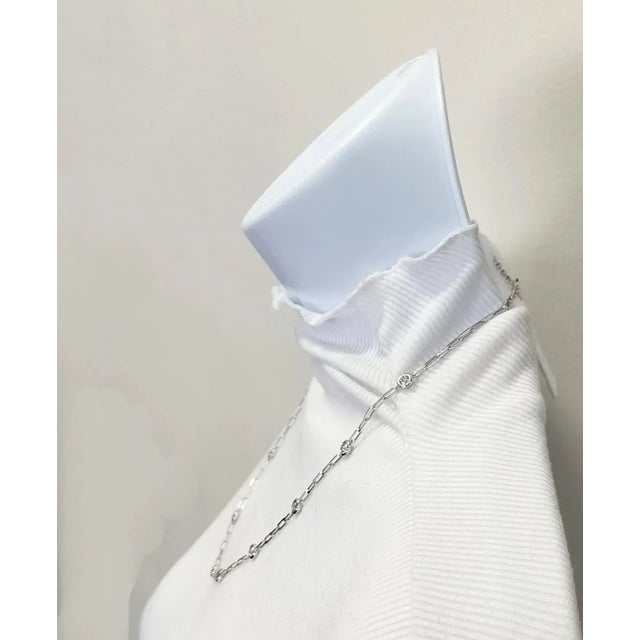 American White Round Diamond Paper Clip Necklace in 14k White Gold For Sale - Image 3 of 6