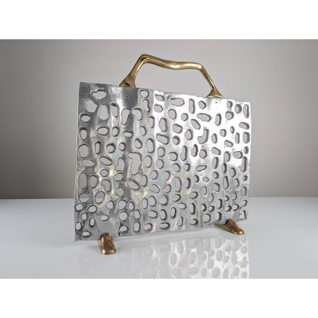 Sculptural Brass and Aluminum Fireplace Screen by David Marshall, 1980s For Sale - Image 10 of 10