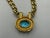 1990s Monet Cuban Link Blue Rhinestone Gold Toned Chain Necklace Signed For Sale - Image 5 of 7