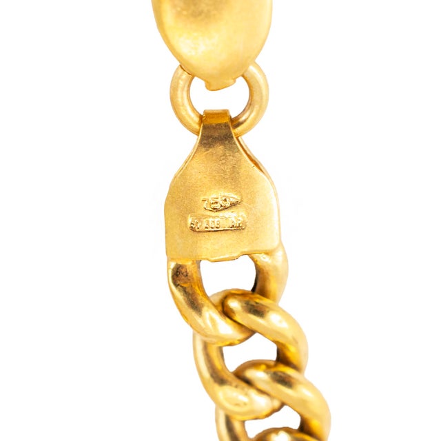 Vintage 18k Yellow Gold Chunky Graduated Curb Link Chain Necklace For Sale In Houston - Image 6 of 8