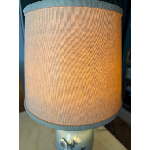 Vintage Bing & Grondahl Copenhagen Danish Porcelain Floral Vase Table Lamp With Brass Footed Base For Sale - Image 12 of 14