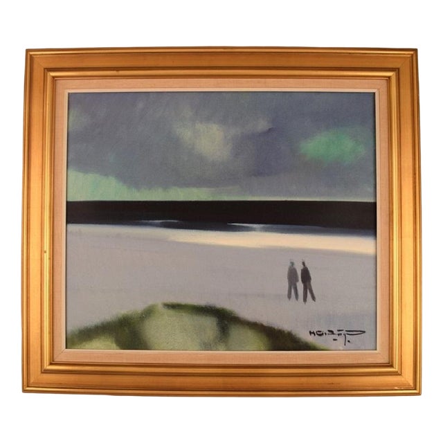 Knud Horup, Modernist Beach Landscape, 20th Century, Oil on Canvas For Sale