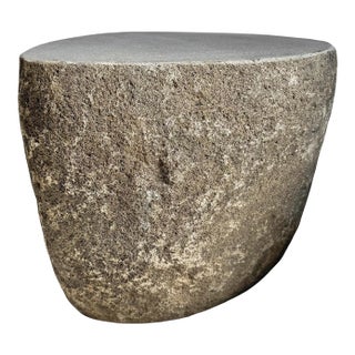 Organic Modern Stone Boulder Vintage Outdoor Stool Side Table For Sale