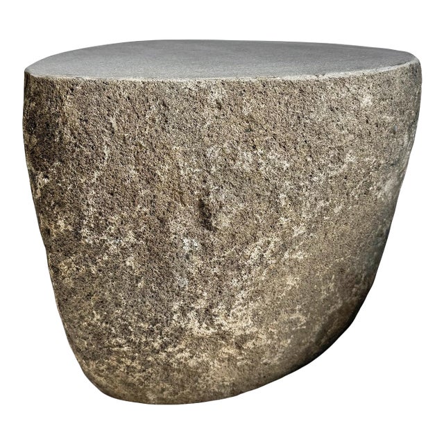 Organic Modern Stone Boulder Vintage Outdoor Stool Side Table For Sale