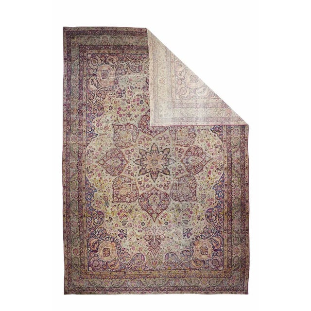 Late 18th Century Late 18th Century Antique Ivory Lavar Kerman Rug 10'1'' x 14'11'' For Sale - Image 5 of 12