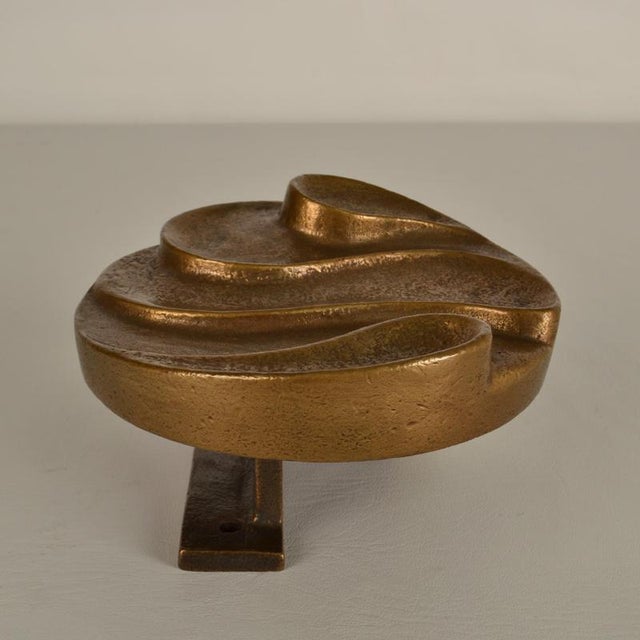 Round Push and Pull Door Handle in Bronze with Curvaceous Relief, 1970s For Sale - Image 4 of 13