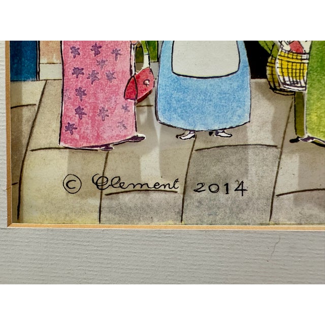 Original artwork by French-born artist Clement (Yves Jeannot), depicting a charming Parisian street scene with an épicerie...