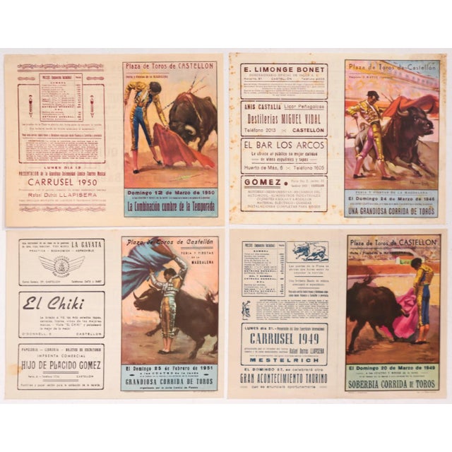 1940's Spanish Bullfighting Poster, Plaza De Toro, Valencia (Set of 4) For Sale - Image 11 of 11