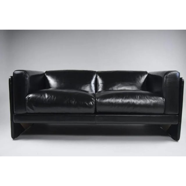Italian Black Leather Sofa by Tito Agnoli for Poltrona Frau, 1994 For Sale - Image 12 of 12