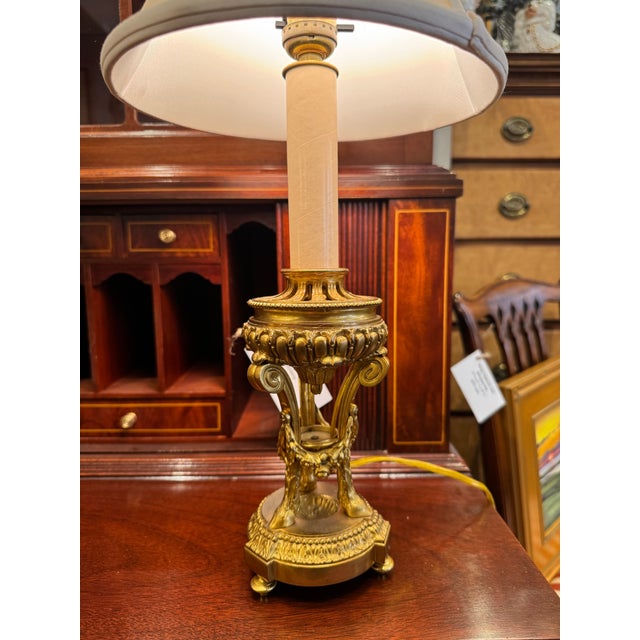 Vintage Neoclassical Style Gilt Bronze Lamp For Sale - Image 9 of 9