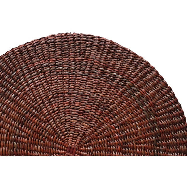 Late 20th Century Late 20th Century Round Woven Raffia Placemats With Basket, Set of 6 For Sale - Image 5 of 5