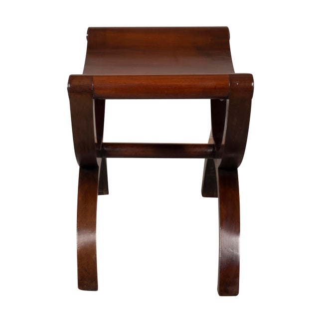 Wood Regency Mahogany Curule Form Benches - A Pair For Sale - Image 7 of 13