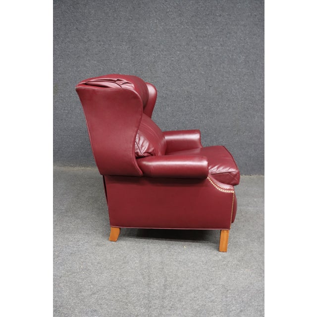 Burgundy Hancock & Moore Burgundy Leather Wingback Recliner Lounge Chair For Sale - Image 8 of 14