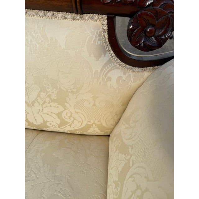 Cream American Empire Carved Wood Frame Sofa For Sale - Image 8 of 10
