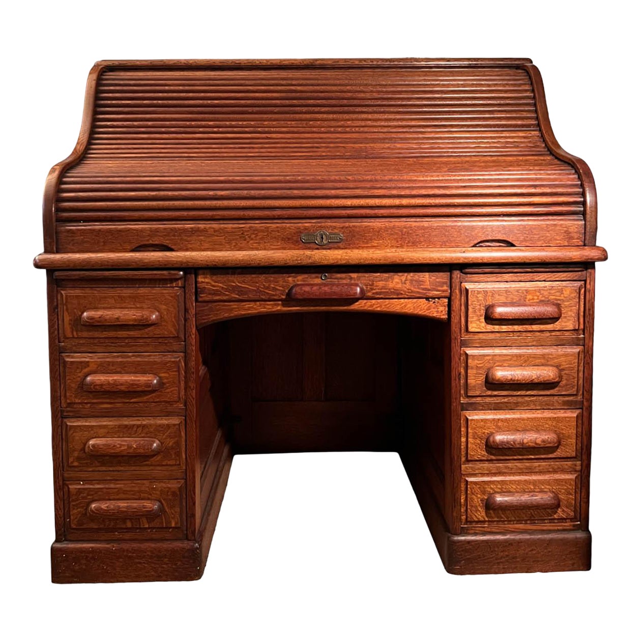 Early 20th Century Antique Oak Roll Top Desk by Derby Desk Company