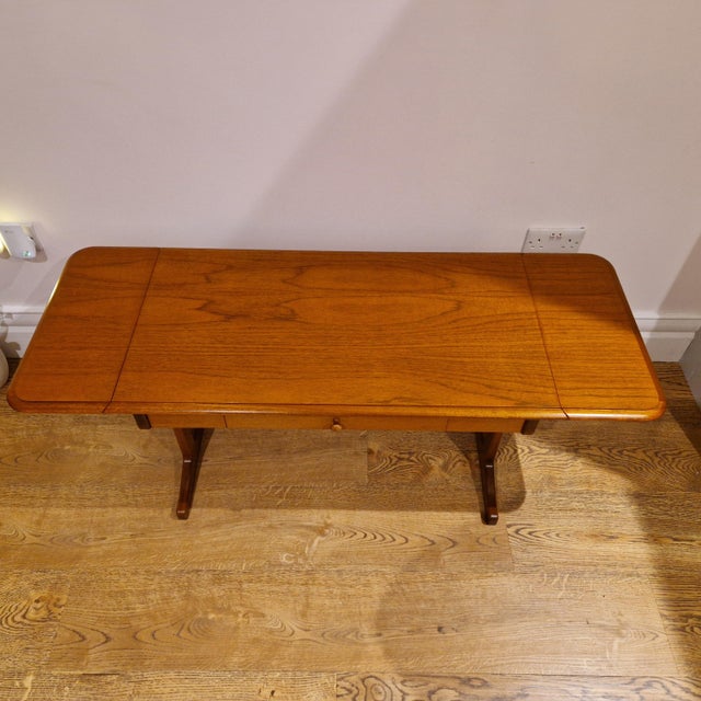 Brown Drop-Leaf Coffee Table in Teak with Drawer from Stag, 1970s For Sale - Image 8 of 15