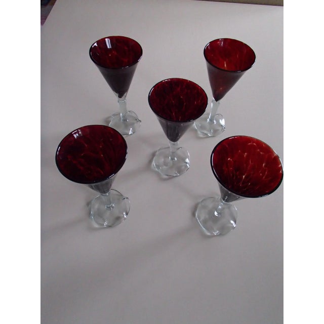 Dark Red Glasses from Verrerie de Biot, 1960s, Set of 5 For Sale - Image 16 of 18
