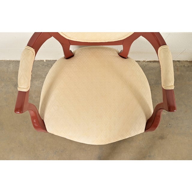 Brown Karges Style French Provincial Louis XV Brown Lacquered Armchairs, Pair For Sale - Image 8 of 14
