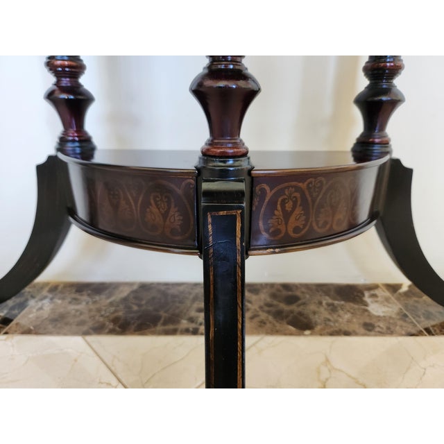 Coffee Elegant Pair of Vintage Bombay Company Half-Round Side Tables With Gold Accents For Sale - Image 8 of 10