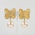 Contemporary Guy Laroche Gilded Metal Butterfly Clip Earrings with Pink Pearl For Sale - Image 3 of 7