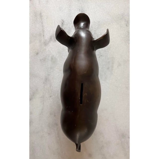 Vintage Large Bronze Piggy Bank For Sale - Image 10 of 11