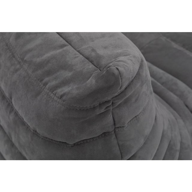 Authentic Restored Togo Fireside Chair and Ottoman in Shadow Grey Microfibre - Vintage Ligne Roset For Sale - Image 14 of 16