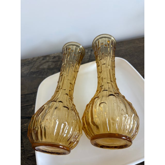 Pair of Vintage MCM Italian Amber Glass Vase For Sale In Houston - Image 6 of 6