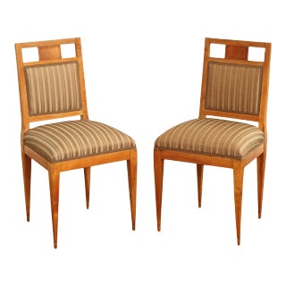 Antique Biedermeier Cherry Frame Pair of Side Chairs For Sale