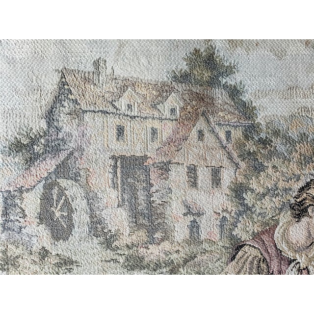 Textile Vintage French "Noble Pastorale" Trammé Needlepoint Tapestry – 25" X 25" For Sale - Image 7 of 10