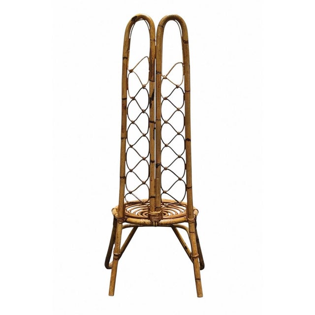 1960s Low Chair with Curved Bamboo Double High Backrest, Italy, 1960s For Sale - Image 5 of 8