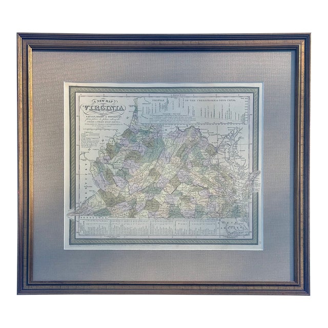 1851 Map of Virgina by Cowperthwait, Framed For Sale