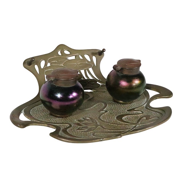 Early 20th Century Art Nouveau Vienesse Geschutzt Ink Well C 1900's For Sale - Image 5 of 17
