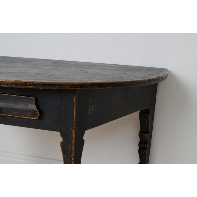 Black Antique Swedish Demi-Lune Console Table For Sale - Image 8 of 11