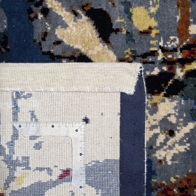 Ruby Red Contemporary Abstract Art Rug Inspired by Jackson Pollock "Number 16," Hand-Knotted Silk & Wool For Sale - Image 8 of 8
