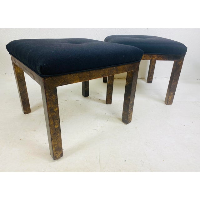 Lane Furniture Faux Tortoiseshell Upholstered Ottomans/A Pair For Sale - Image 9 of 9