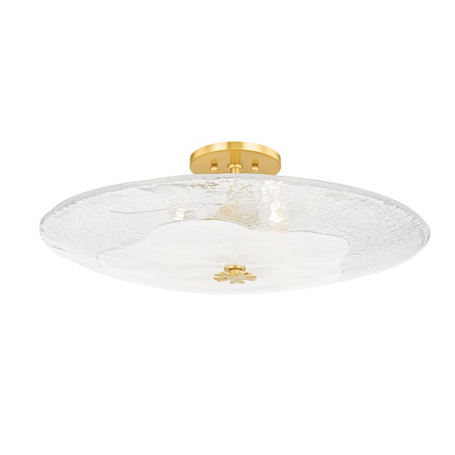 Traditional Hudson Valley Lighting Lago 24 in. 4 Light Semi Flush in Aged Brass Finish For Sale - Image 3 of 3
