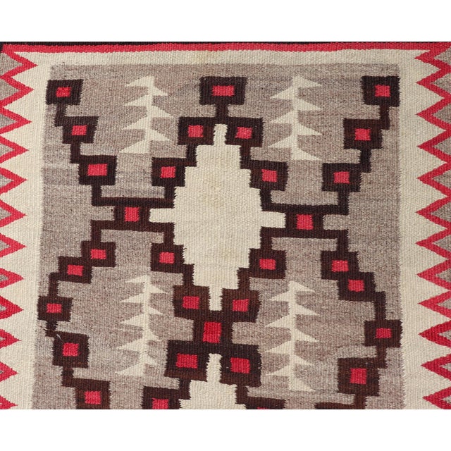 Red Vintage American Navajo Flat Weave With Geometric Red and Black Design 2'10 X 6 For Sale - Image 8 of 11